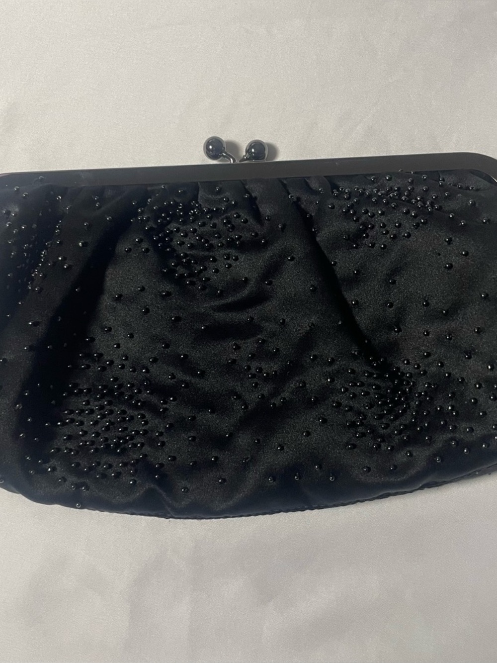 Express Black Beaded Kiss Lock Clutch Lined Classic
Rectangle Party Formal